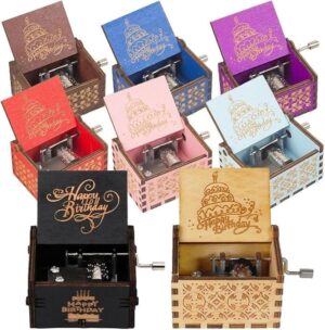 1Pcs Small Handy Music box Gifts for happy birthday wooden Randomly Shape (LIGHT RED Edition)B0DJRTLPXM