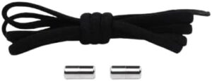 1Pair 100cm Elastic No Tie Shoelaces Metal Lock Shoe Laces For Kids Adult Sneakers Quick Shoelaces Semicircle Shoestrings (Black)-B0D3WRQJRB