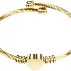 [1PCs]New Trendy Metal Braided Cable Shape Heart Bracelet for Women Fashion Metal Bangle Accessories On Hand 2021Jewelry for Girl Gift-B0DL1MQTY3