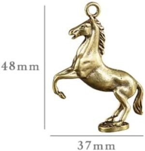 1pcs - [H 4.8*L 3.7*W 1.2cm ] Mini Vintage Brass Ornaments Figurines Running Horse Statue Car Key Chain Pendant Office Desktop Decorations Craft Toys Gift-B0CMZDPP7P