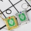 Green Color Mini Arabic Quran Islamic Keychain Allah Real Paper Can Read Pendant Keyring Fashion Religious Jewelry-B0C629HDQ3