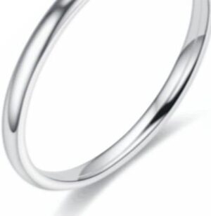 1PCs Small Finger Ring Elegant Smooth Surface Minimalist Simple-Silver (6)-B0DM2KPV89