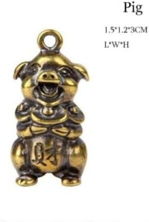 Bull Ornament Sculpture Copper Miniatures Figurines Desk Decoration Pure Copper Handmade Lines Key Pendant Key Chain Accessories -PIG (pig)B09XFCY7T1