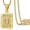 Fashion Letter Gold Color Pendant Necklace for Men Women Cuban Chain Couple Charm Initial Necklace Choker Jewelry Collar