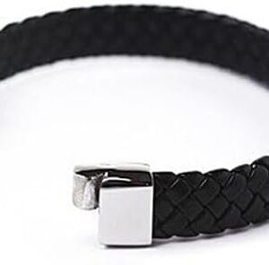 31M9jbxQ4RL._AC_ Vintage Men Alloy Faux Leather Wristband Braided Magnetic 20Cm Length Black -9mm Wide-B0DN6YXJ48