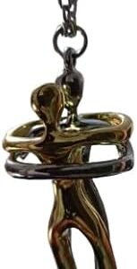(1 Pc) New Exaggerated Stereoscopic Two People Hugging Metal Vintage Long Drop Necklace for Women Girls Party Jewelry (5.5 Long)-B0CX238M1G