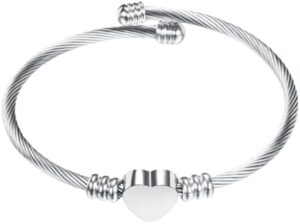 [1PCs]New Trendy Metal Braided Cable Shape Heart Bracelet for Women Fashion Metal Bangle Accessories On Hand 2021Jewelry for Girl Gift-B0DL17H1KT