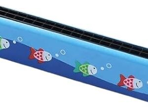 Wooden Harmonica Educational Gift Instrument Mouth Music Organ Replacement 1pcs Durable Hot Sale Newest 13Cm,24 Hole, 33Gram (Blue fish)-B0DNNP74Q9
