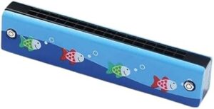 Wooden Harmonica Educational Gift Instrument Mouth Music Organ Replacement 1pcs Durable Hot Sale Newest 13Cm,24 Hole, 33Gram (Blue fish)-B0DNNP74Q9