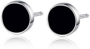 B0DLJC7M7X925 calibre sterling silver earrings made of black vinyl for men and women from Mai Souq Stour (one piece) - screw diameter: 0.6 cm/0.27 inch (approx.) + nail length: 1.1 cm/0.43 inch (approx.), metal-