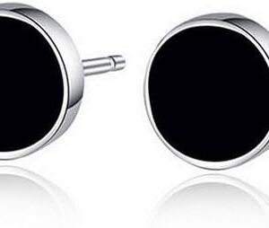 31g7FvSzulL._AC_ B0DLJC7M7X925 calibre sterling silver earrings made of black vinyl for men and women from Mai Souq Stour (one piece) - screw diameter: 0.6 cm/0.27 inch (approx.) + nail length: 1.1 cm/0.43 inch (approx.), metal-