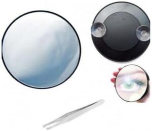 [1Pcs -3X - 9Cm Diameter +1 Tweezer ] Small Makeup Mirror Magnifying Mirror With Two Suction Cups For Outdoor-Germany-B0DBVFNCZ7