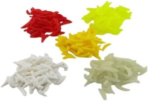 20pcs/lot Random Silicone Bait Maggot Grub Soft Fishing Lure 2cm 0.3g Artificial Bread Smell Worms Gear For Winter Glow Accessories (Random Color)