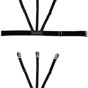 Men's Shirt Holder, Braces, Elastic Shirt Holder with Non-Slip Locking Clamp-B0CGPVJ3JQs, Adjustable Shirt Stays (1 Pair) 3 Side Clip