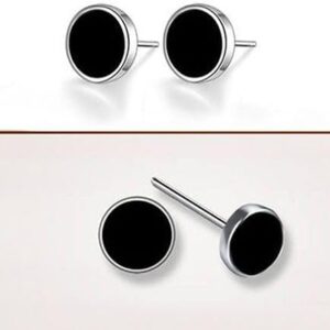 31lPMmDB6lL._AC_ (1 Pc) Men's Women's 925 Sterling Silver Black Vinyl Earrings-Stud Diameter: 0.6cm/0.27" (Approx.)+Nail Length: 1.1cm/0.43" (Approx.)-B0DLJC7M7X