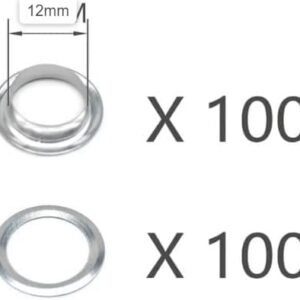 [100 Pcs -12MM - Silver ] Metal Eyelet Grommet Ring Kit for Garment Canvas Sewing Accessories Silver - (Iner Dia. 14mm-Outer Dia 22.5mm)-B0CQ9Q1XY8