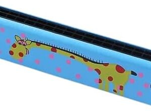 Wooden Harmonica Educational Gift Instrument Mouth Music Organ Replacement 1pcs Durable Hot Sale Newest 13Cm,24 Hole, 33Gram (Blue giraffe)-B0DNNP28XZ