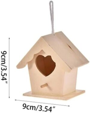 (1Pcs) (9Cm*9Cm) Very Small Creative Wooden Hummingbird House With Hanging Rope Home Gardening 6 Decoration Bird's Small Hot Nest Diy Types Wall-Mounted-B0CPWK7XCD