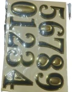 Numeral Door Plaque House Drawer Sign Plating Gate Digits 0 to 9 Number Tag Hotel Home Sticker Address Door Label (GoldXBlack)-B0BW7SNY44
