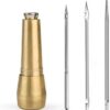 [Set 01] Leather Sewing Kit DIY Leather Sewing Awl Needle With Copper Handle Set Leather Canvas Tent Shoes Repairing Tool W/Nylon Thread-B0CK1F8D4M