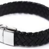 MySouq-Store Vintage Men Alloy Faux Leather Wristband Braided Magnetic 20Cm Length Black -9mm Wide-B0DN6YXJ48