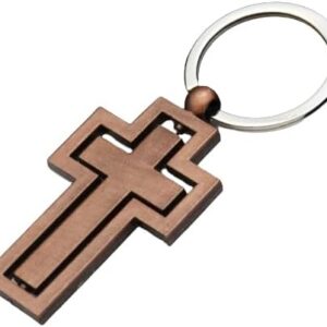 Simple Couple Metal Cross Keychain Hollow 360 Degree Rotating Accessories for Women Men Christian Pendant Friend Birthday Gift -As Shwon-B0D9FT6WMQ