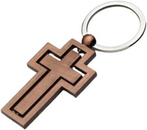Simple Couple Metal Cross Keychain Hollow 360 Degree Rotating Accessories for Women Men Christian Pendant Friend Birthday Gift -As Shwon-B0D9FT6WMQ