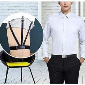 Men's Shirt Holder, Braces, Elastic Shirt Holder with Non-Slip Locking Clamp-B0CGPVJ3JQs, Adjustable Shirt Stays (1 Pair) 3 Side Clip