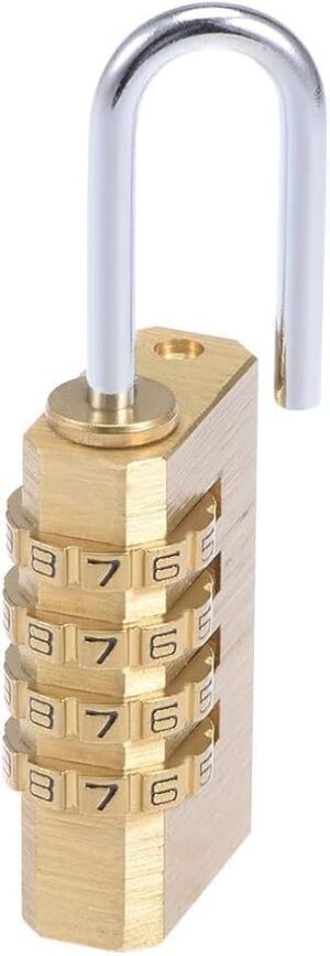 (1 Pcs - Large Golden Color) 4 Digit Combination Code Number Padlock For Dormitory Door Gym Luggage Zipper Bag Backpack Suitcase Drawer Durable Locks (Large L 8xW 3x 1 Cm)-‎ B0DGDCFJGR