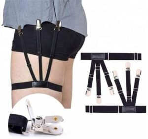Men's Shirt Holder, Braces, Elastic Shirt Holder with Non-Slip Locking Clamp-B0CGPVJ3JQs, Adjustable Shirt Stays (1 Pair) 3 Side Clip