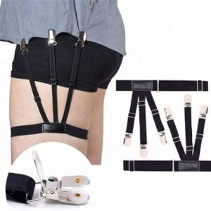 Men's Shirt Holder, Braces, Elastic Shirt Holder with Non-Slip Locking Clamp-B0CGPVJ3JQs, Adjustable Shirt Stays (1 Pair) 3 Side Clip