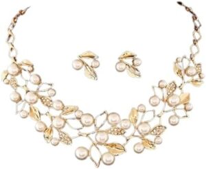 Fashion Simple rhinestone necklace earrings set Bridal Wedding Party Rhinestone Water Drop Pendant Necklace Drop Earrings Set 13, CHINA-B0D5Y3MK8M