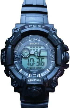 Men's and Kids Digital Rubber Sport Watch (Black)-B0DMXJZX59