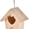 (1Pcs) (9Cm*9Cm) Very Small Creative Wooden Hummingbird House With Hanging Rope Home Gardening 6 Decoration Bird's Small Hot Nest Diy Types Wall-Mounted-B0CPWK7XCD