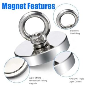 [ 1Pcs ] Super Strong Neodymium Magnets N52 Iman Ima Magnetic Fishing Magneat with Countersunk Hole Eyebolt for Salvage (D32) - B0D38CKL7Z