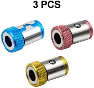 3pcs of Magnetic Bit Holder Alloy Electric Magnetic Ring Screwdriver Bit Head Holder Anti-Corrosion Strong Magnetizer for Phillip Bit (Random Color)B0BXTQ389R