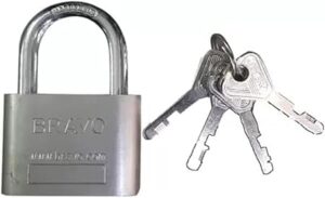 Bravo Heavy Duty Lock with 4 Keys, 50mm - Silver - 7 * 4.5CM-B0DJ9Y7Z21