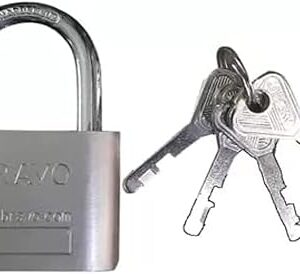 Bravo Heavy Duty Lock with 4 Keys, 50mm - Silver - 7 * 4.5CM-B0DJ9Y7Z21