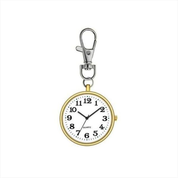 MySouq-Store 1PCs Pop Stainless Steel Quartz Pocket Watch Cute Key Ring Chain New Gift New (Golden Color)