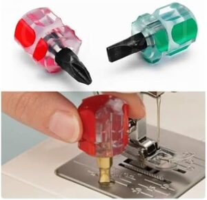 2 PC Sewing Machine Screwdriver Kit Mini Short Screwdriver Portable Radish Head Needle Plate Screwdriver Repair Sewing Tools-B0C9PCF8CB