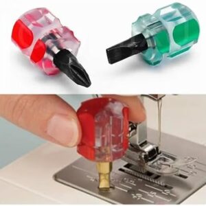 2 PC Sewing Machine Screwdriver Kit Mini Short Screwdriver Portable Radish Head Needle Plate Screwdriver Repair Sewing Tools Brand: Generic
