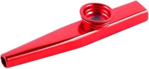 Metal Kazoo Harmonica Mouth Flute Kids Party Gift Musical Instrument Professional Performce Diaphragm Guitar Ukulele Lovers (ٌRED)