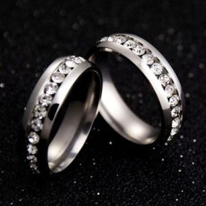 Single Piece of Rhinestone and Titanium Steel for Men and Women from Mai Souq-Stour, Silver , Size (7-B0DLJ6C7N2