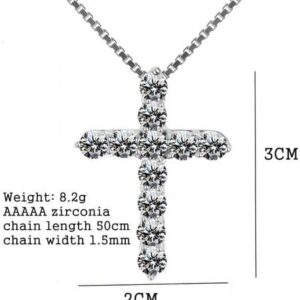 925 Sterling Silver Small Pendant Necklace Size 16-24 Inch, Classic Shiny Crystal Cross Chain for Women Men, Fashion Jewelry Gifts - Small Cross 3cm x 2cm-B0DLHCZQ8N
