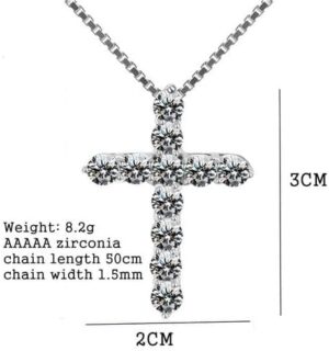 925 Sterling Silver Small Pendant Necklace Size 16-24 Inch, Classic Shiny Crystal Cross Chain for Women Men, Fashion Jewelry Gifts - Small Cross 3cm x 2cm-B0DLHCZQ8N
