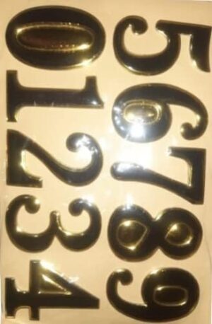 Numeral Door Plaque House Drawer Sign Plating Gate Digits 0 to 9 Number Tag Hotel Home Sticker Address Door Label (GoldXBlack)-B0BW7SNY44