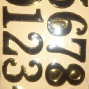 Numeral Door Plaque House Drawer Sign Plating Gate Digits 0 to 9 Number Tag Hotel Home Sticker Address Door Label (GoldXBlack)-B0BW7SNY44
