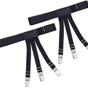 Men's Shirt Holder, Braces, Elastic Shirt Holder with Non-Slip Locking Clamp-B0CGPVJ3JQs, Adjustable Shirt Stays (1 Pair) 3 Side Clip
