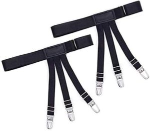 Men's Shirt Holder, Braces, Elastic Shirt Holder with Non-Slip Locking Clamp-B0CGPVJ3JQs, Adjustable Shirt Stays (1 Pair) 3 Side Clip