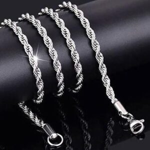 Fashion Women's Men's 925 Sterling Silver Twist Chain Necklace - Only Chain-B0DLHP6WVL